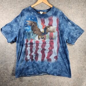 Tie Dye Eagle American Flag Graphic T-Shirt Blue Delta Pro Weight Tee Mens 2XL